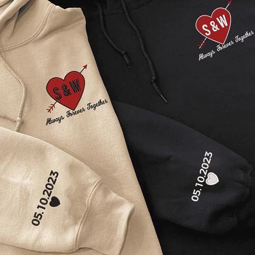 Custom Embroidered Couple Hoodie: Forever Together