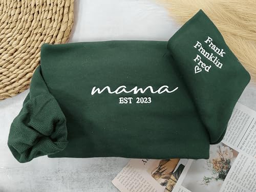 Custom Embroidered Mama Sweatshirt & Hoodie for Mom