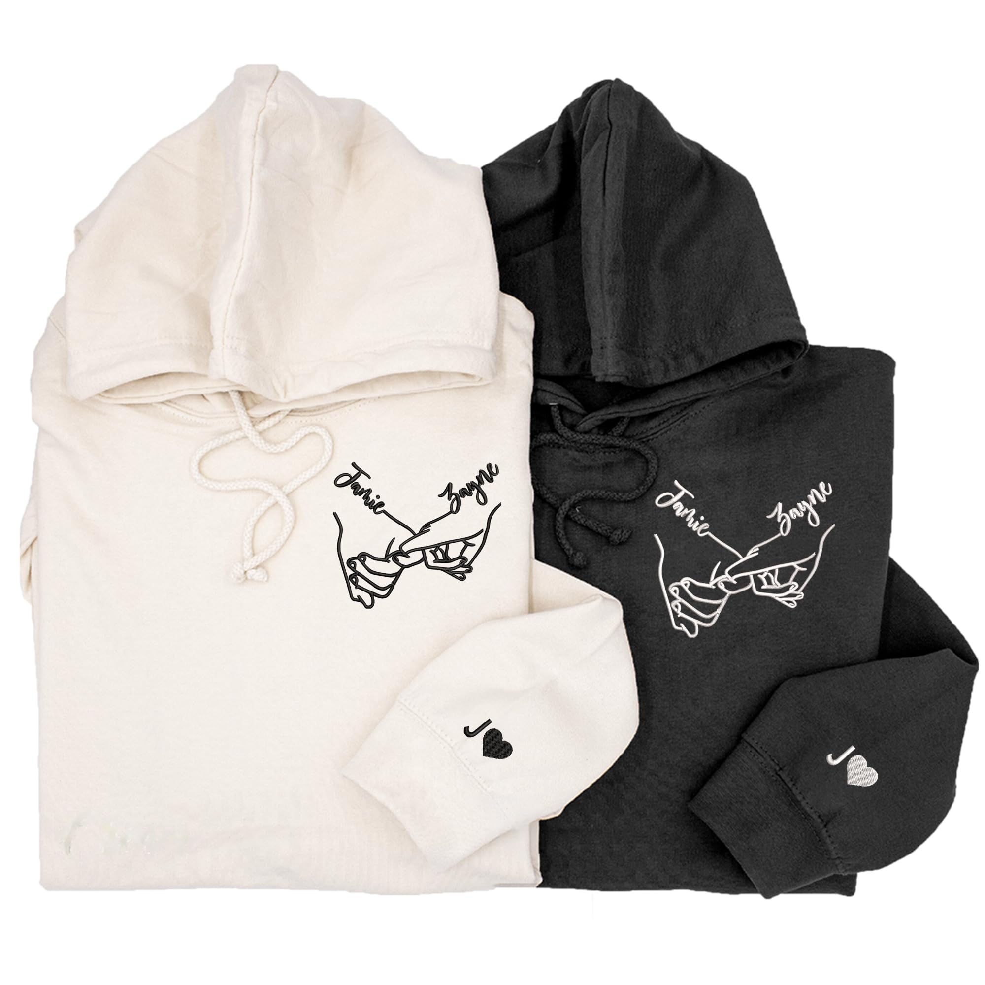 Couples Pinky Promise Embroidered Hoodies with Custom Names