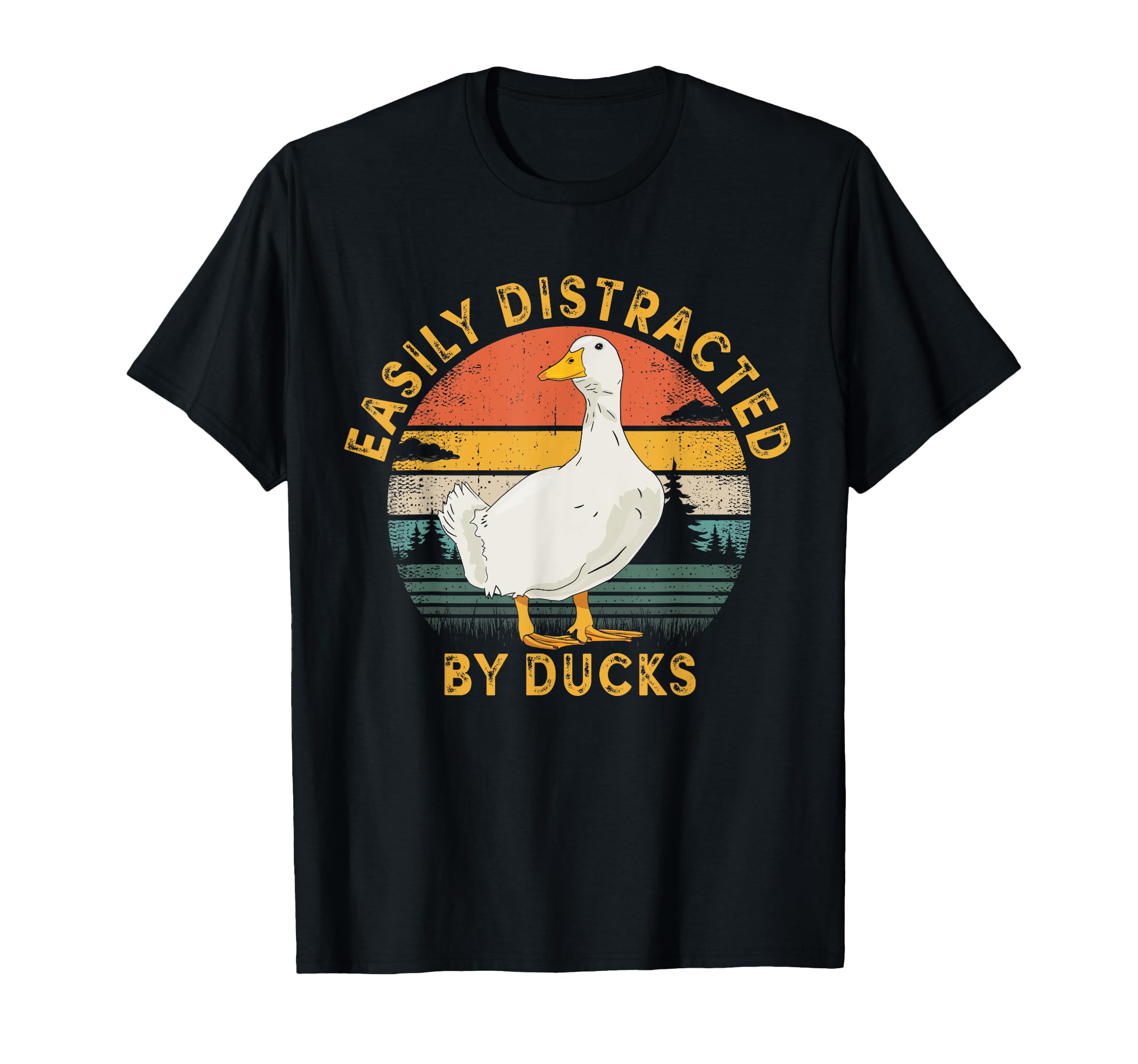 Easily Distracted By Ducks - Retro Vintage T-Shirt